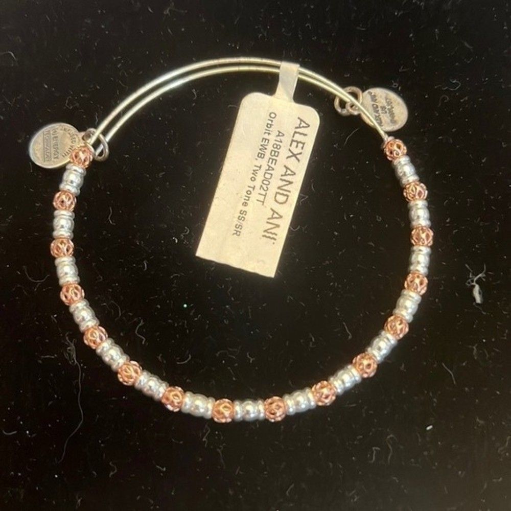 Alex and Ani Two Tone RA/RS Orbit Beaded Bracelet